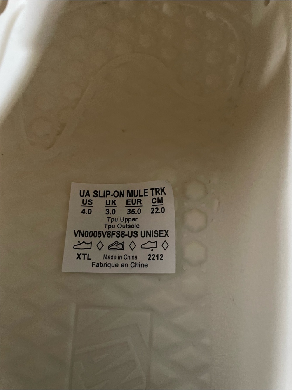 VANS Slip-On Mule TRK Unisex Water Sandal Shoes 🌊 W5.5/M4 Off White Marshmallow - Picture 8 of 9
